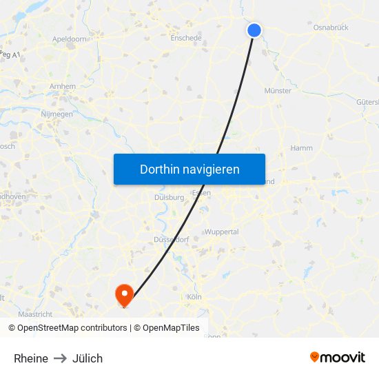 Rheine to Jülich map