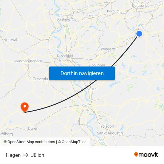 Hagen to Jülich map