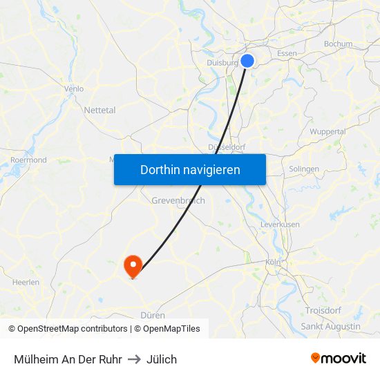 Mülheim An Der Ruhr to Jülich map