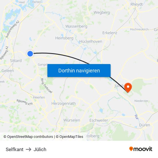 Selfkant to Jülich map