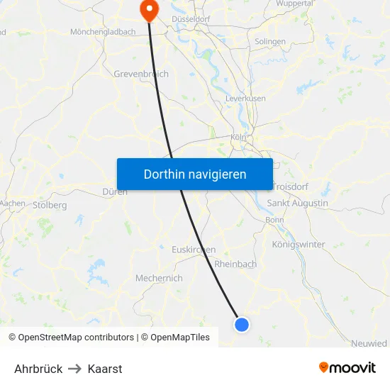 Ahrbrück to Kaarst map