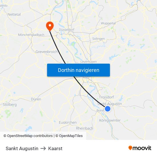 Sankt Augustin to Kaarst map