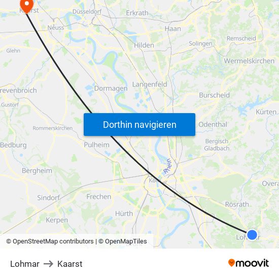 Lohmar to Kaarst map