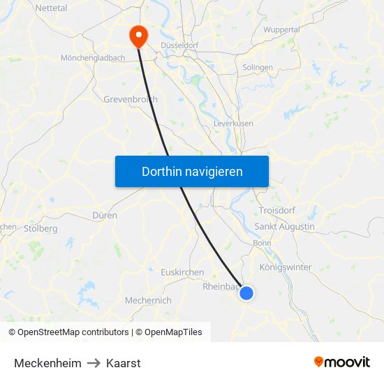 Meckenheim to Kaarst map