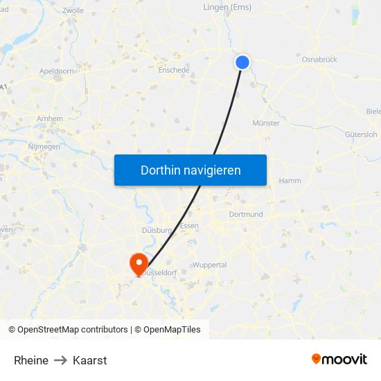 Rheine to Kaarst map