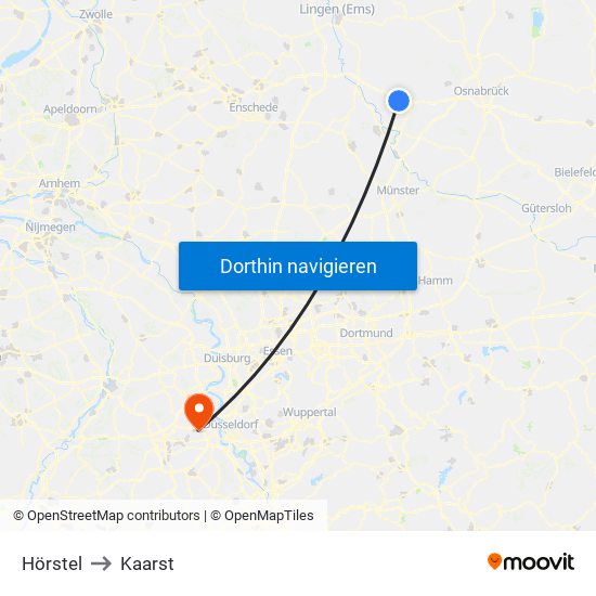 Hörstel to Kaarst map