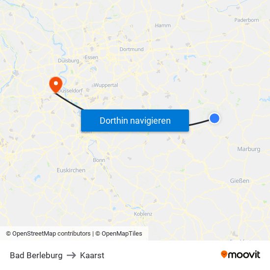 Bad Berleburg to Kaarst map