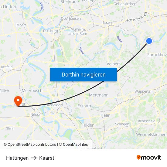 Hattingen to Kaarst map