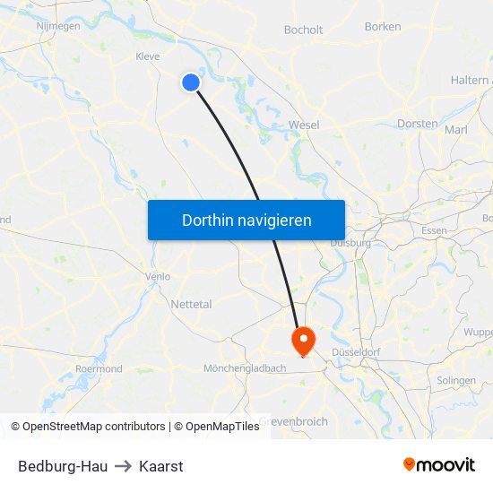 Bedburg-Hau to Kaarst map