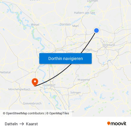 Datteln to Kaarst map