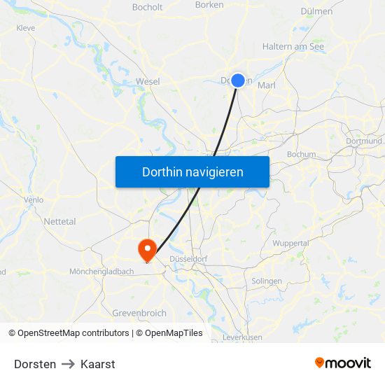Dorsten to Kaarst map