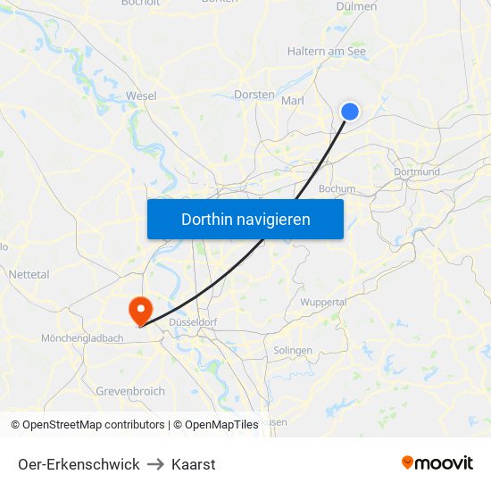 Oer-Erkenschwick to Kaarst map