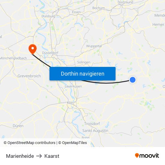 Marienheide to Kaarst map