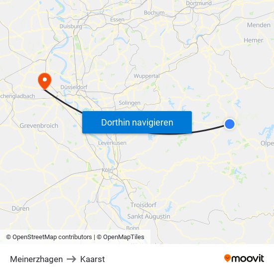 Meinerzhagen to Kaarst map