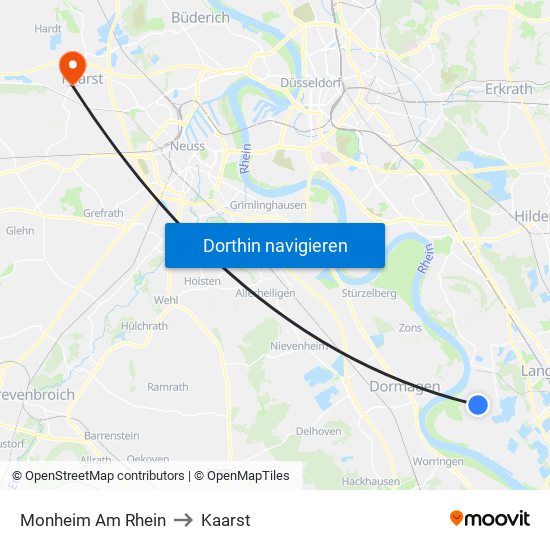 Monheim Am Rhein to Kaarst map