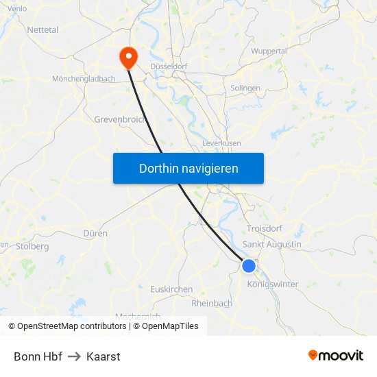 Bonn Hbf to Kaarst map