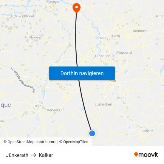Jünkerath to Kalkar map