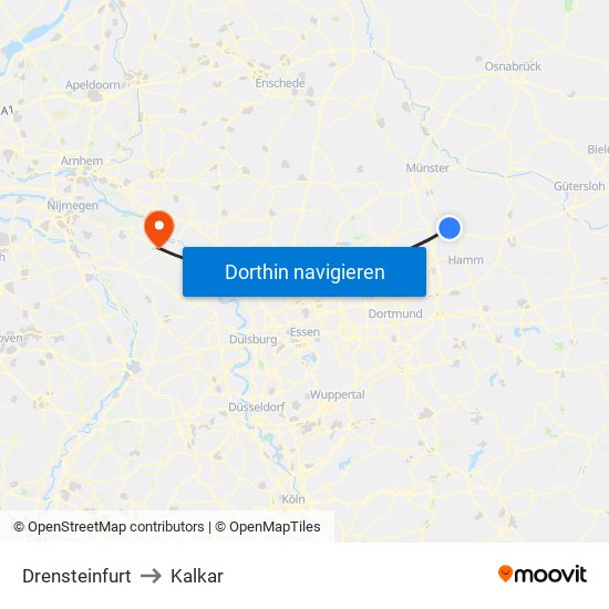 Drensteinfurt to Kalkar map
