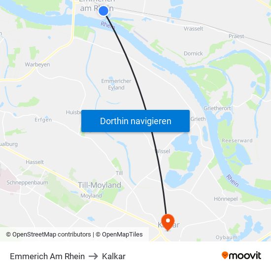 Emmerich Am Rhein to Kalkar map