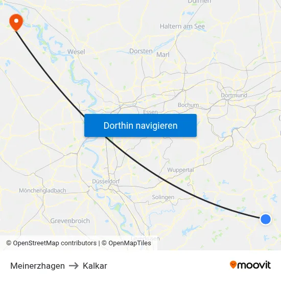 Meinerzhagen to Kalkar map