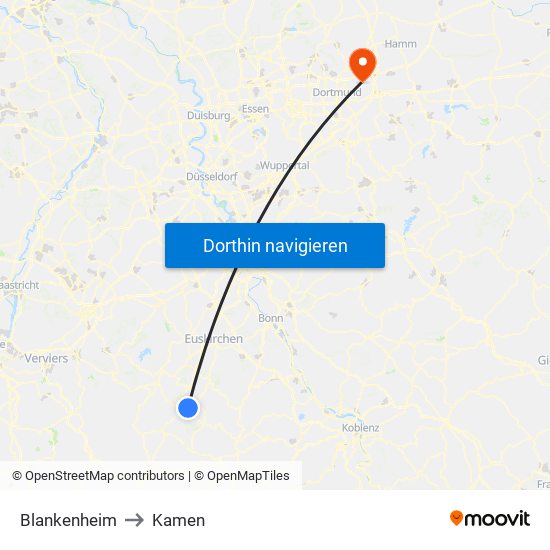 Blankenheim to Kamen map