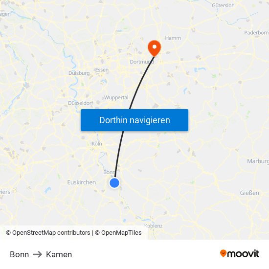 Bonn to Kamen map