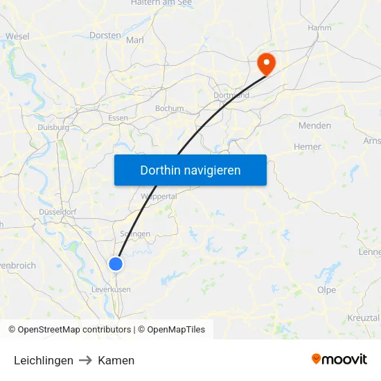 Leichlingen to Kamen map