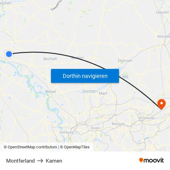 Montferland to Kamen map