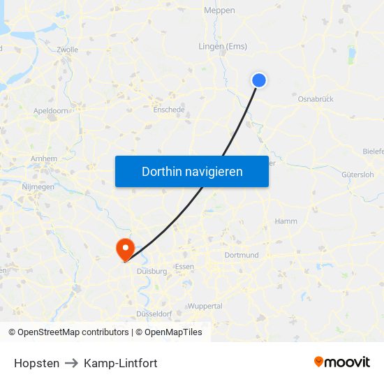 Hopsten to Kamp-Lintfort map