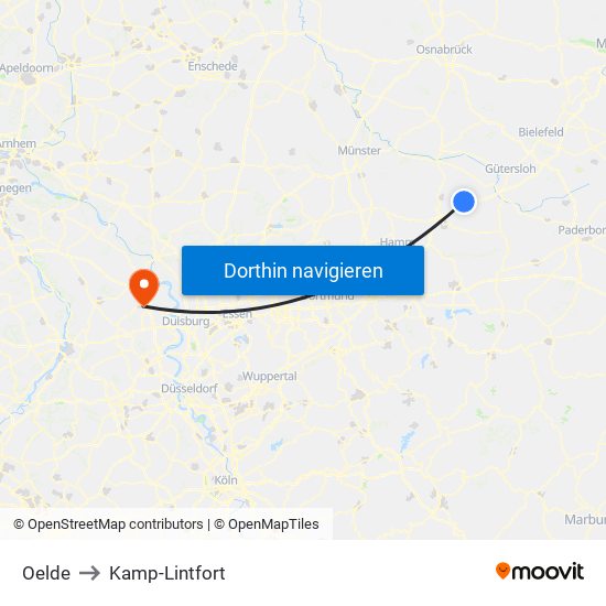 Oelde to Kamp-Lintfort map