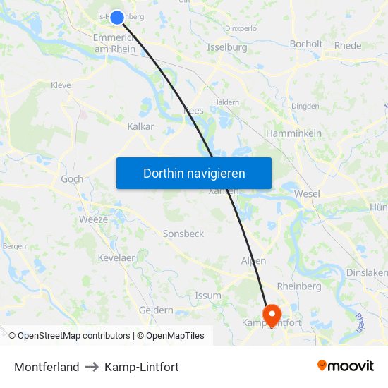 Montferland to Kamp-Lintfort map