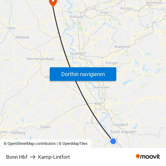 Bonn Hbf to Kamp-Lintfort map