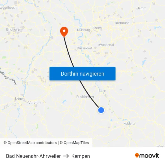 Bad Neuenahr-Ahrweiler to Kempen map