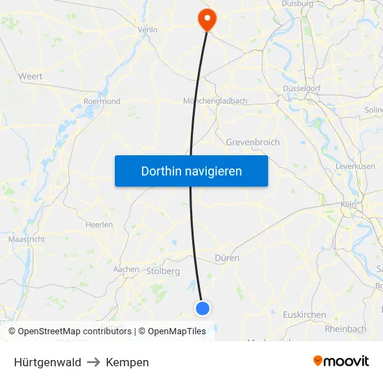 Hürtgenwald to Kempen map