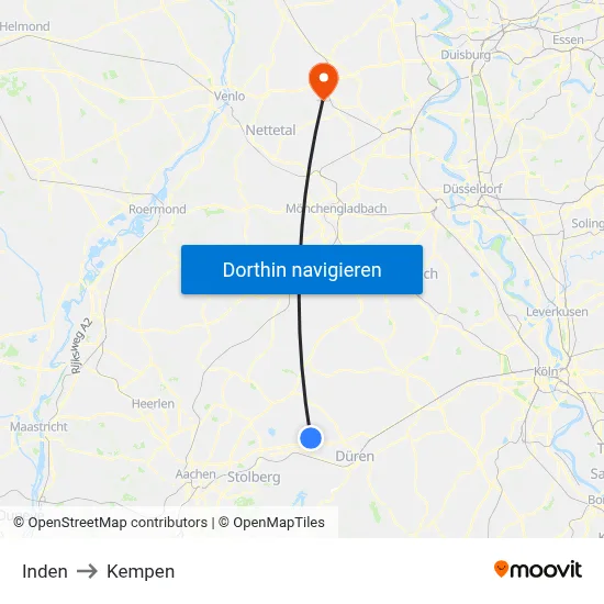 Inden to Kempen map