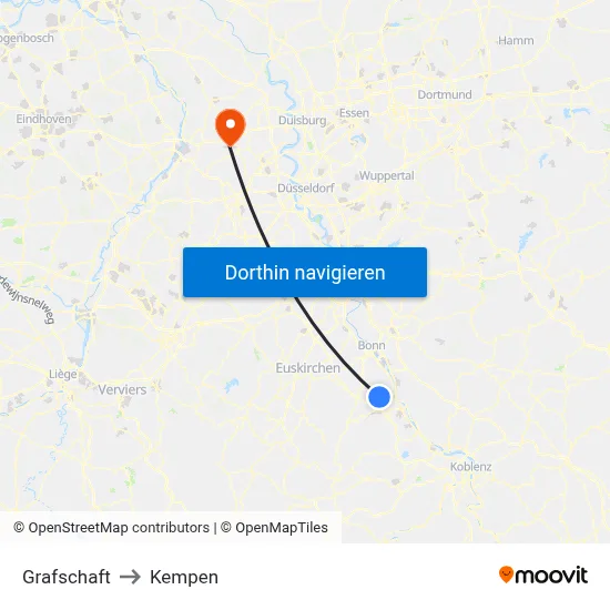 Grafschaft to Kempen map