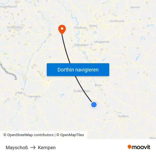 Mayschoß to Kempen map