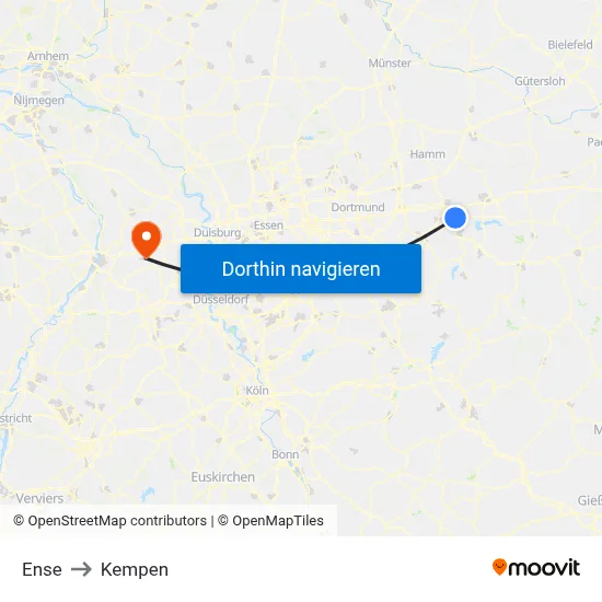 Ense to Kempen map