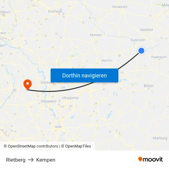 Rietberg to Kempen map