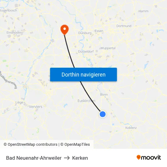 Bad Neuenahr-Ahrweiler to Kerken map