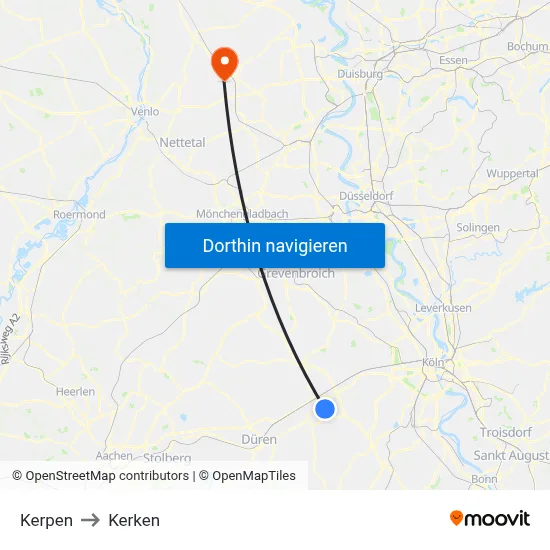 Kerpen to Kerken map