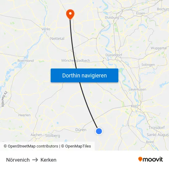 Nörvenich to Kerken map