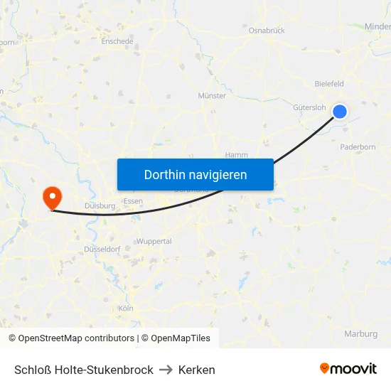 Schloß Holte-Stukenbrock to Kerken map