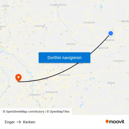 Enger to Kerken map