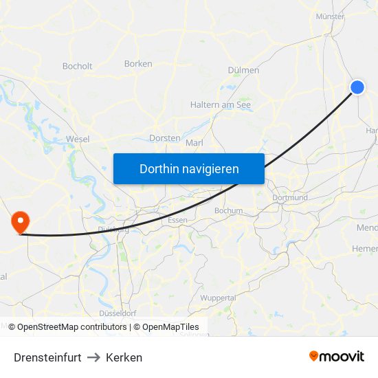 Drensteinfurt to Kerken map