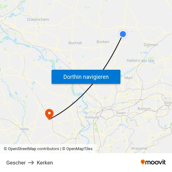 Gescher to Kerken map