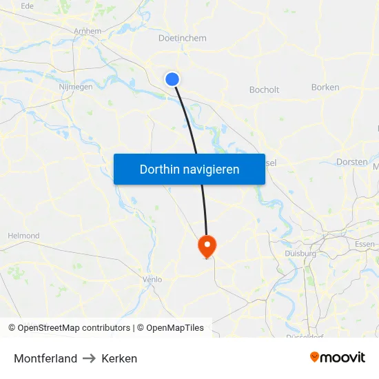 Montferland to Kerken map
