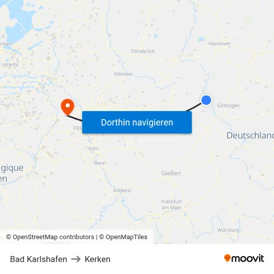 Bad Karlshafen to Kerken map