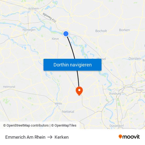Emmerich Am Rhein to Kerken map