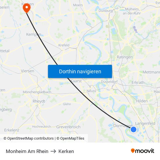 Monheim Am Rhein to Kerken map